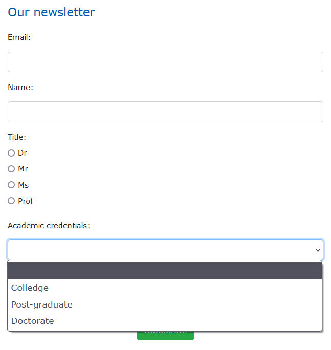 Sample opt-in form