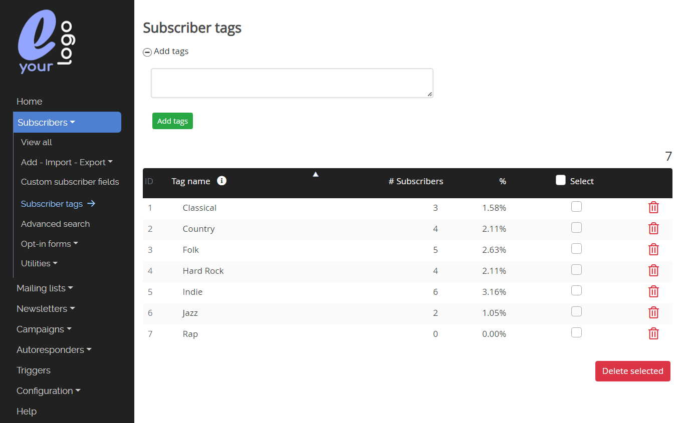 Subscriber tags